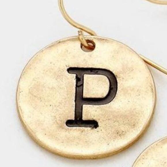 5/$25 'P' Initial Monogram Letter Earring - Picture 2 of 6